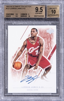 2003-04 "Ultimate Collection" #127 LeBron James Signed Rookie Card (#167/250) – BGS GEM MINT 9.5/BGS 10